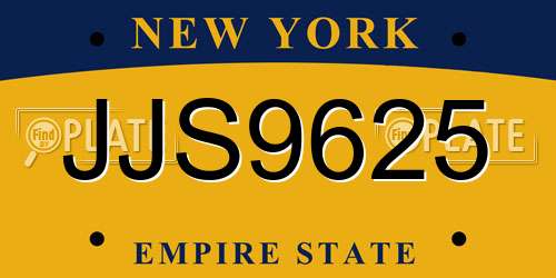 JJS9625 New York License Plate