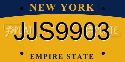 JJS9903 New York License Plate