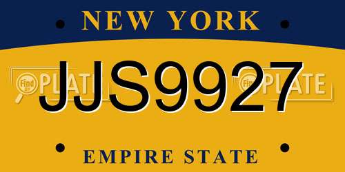 JJS9927 New York License Plate