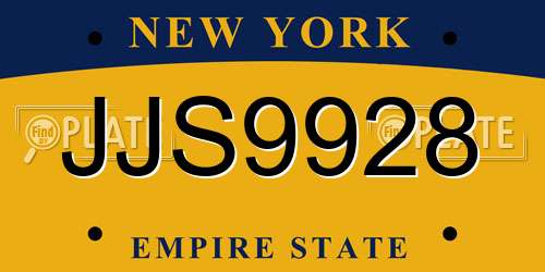 JJS9928 New York License Plate