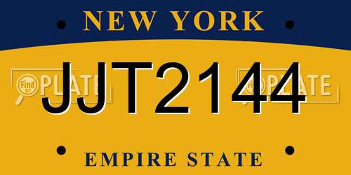 JJT2144 New York License Plate