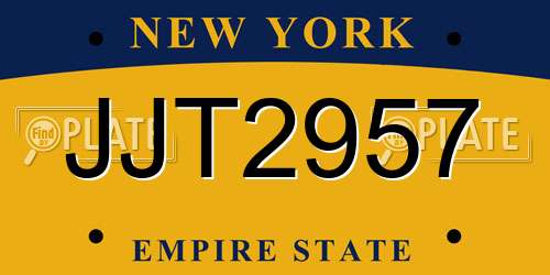 JJT2957 New York License Plate