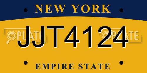 JJT4124 New York License Plate