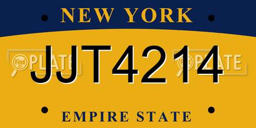 JJT4214 New York License Plate