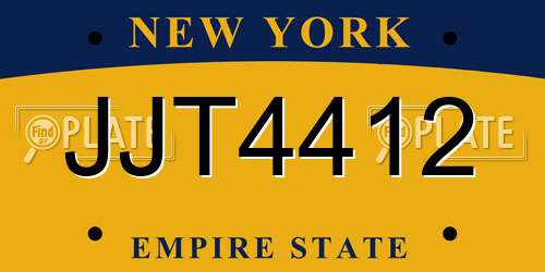JJT4412 New York License Plate