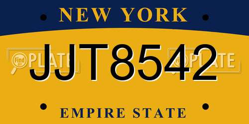 JJT8542 New York License Plate