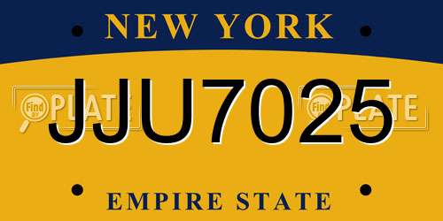 JJU7025 New York License Plate