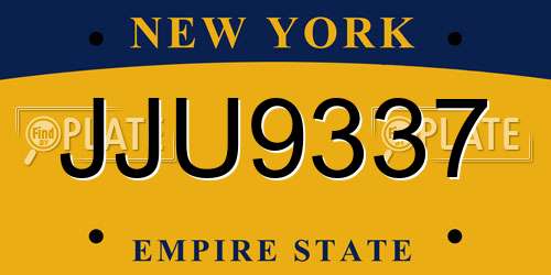 JJU9337 New York License Plate