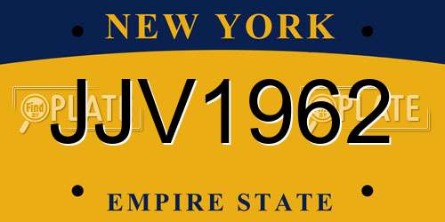 JJV1962 New York License Plate