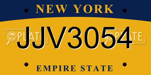 JJV3054 New York License Plate