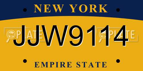 JJW9114 New York License Plate