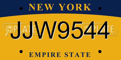 JJW9544 New York License Plate
