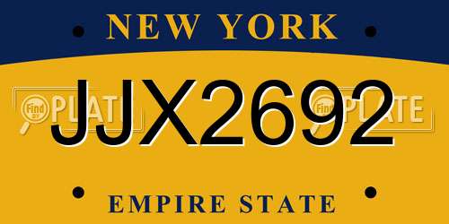 JJX2692 New York License Plate