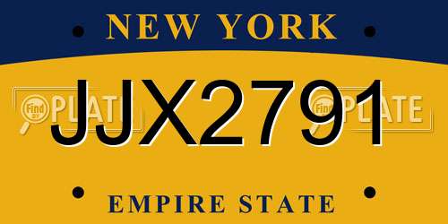 JJX2791 New York License Plate