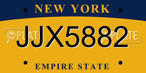 JJX5882 New York License Plate