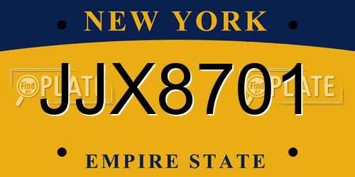 JJX8701 New York License Plate