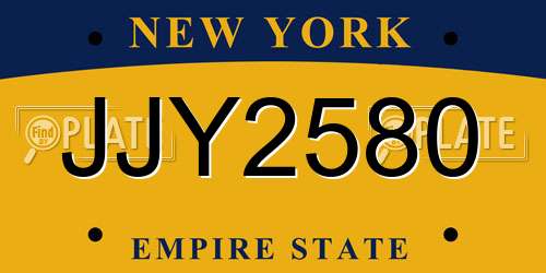 JJY2580 New York License Plate