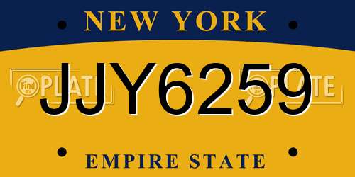 JJY6259 New York License Plate