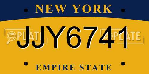 JJY6741 New York License Plate