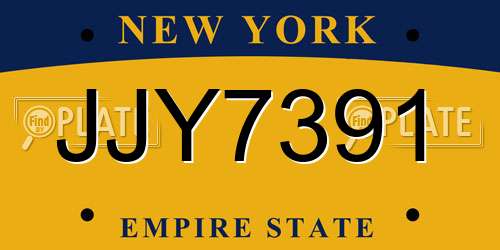 JJY7391 New York License Plate