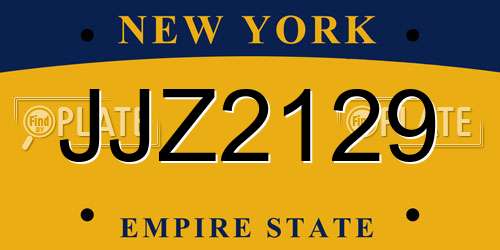 JJZ2129 New York License Plate