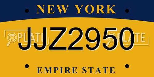 JJZ2950 New York License Plate