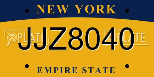 JJZ8040 New York License Plate