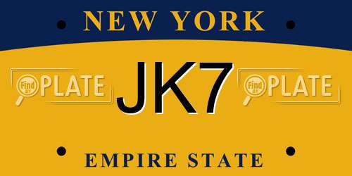JK7 New York License Plate