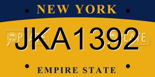 JKA1392 New York License Plate