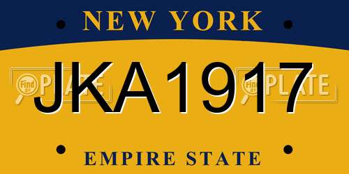 JKA1917 New York License Plate