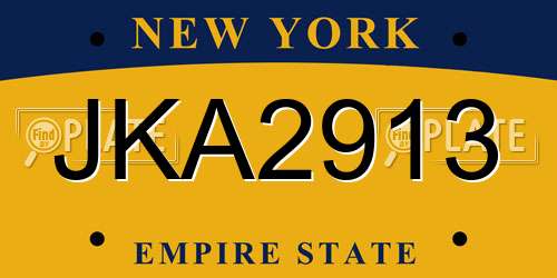 JKA2913 New York License Plate