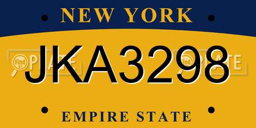 JKA3298 New York License Plate