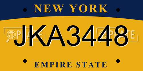 JKA3448 New York License Plate