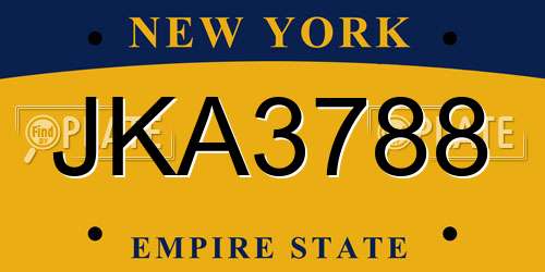 JKA3788 New York License Plate
