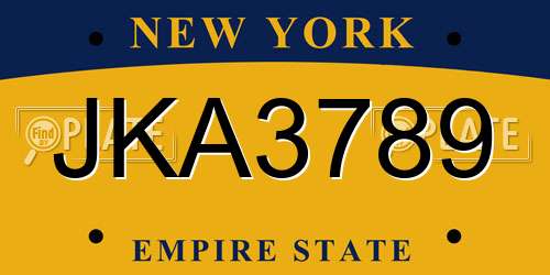 JKA3789 New York License Plate