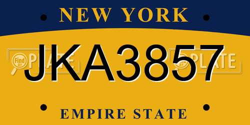 JKA3857 New York License Plate