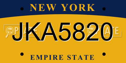JKA5820 New York License Plate