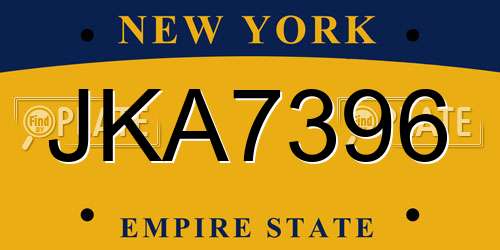 JKA7396 New York License Plate
