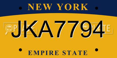 JKA7794 New York License Plate