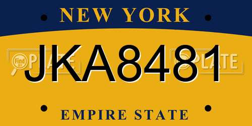 JKA8481 New York License Plate
