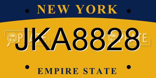 JKA8828 New York License Plate