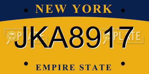 JKA8917 New York License Plate