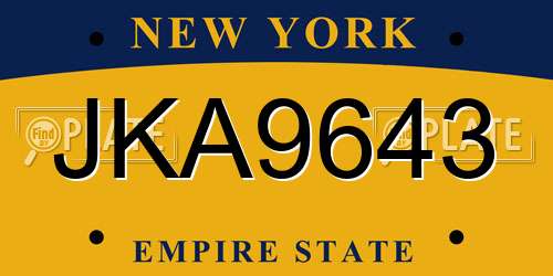 JKA9643 New York License Plate