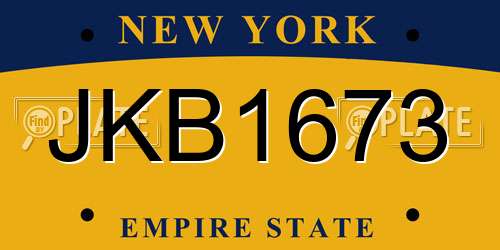 JKB1673 New York License Plate