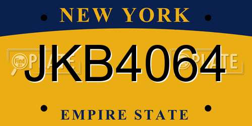 JKB4064 New York License Plate