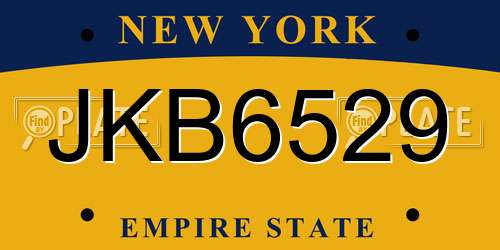 JKB6529 New York License Plate