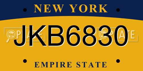 JKB6830 New York License Plate