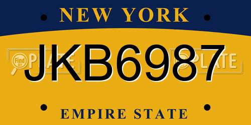 JKB6987 New York License Plate