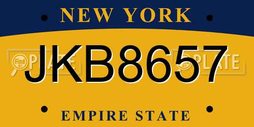 JKB8657 New York License Plate