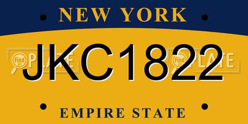JKC1822 New York License Plate